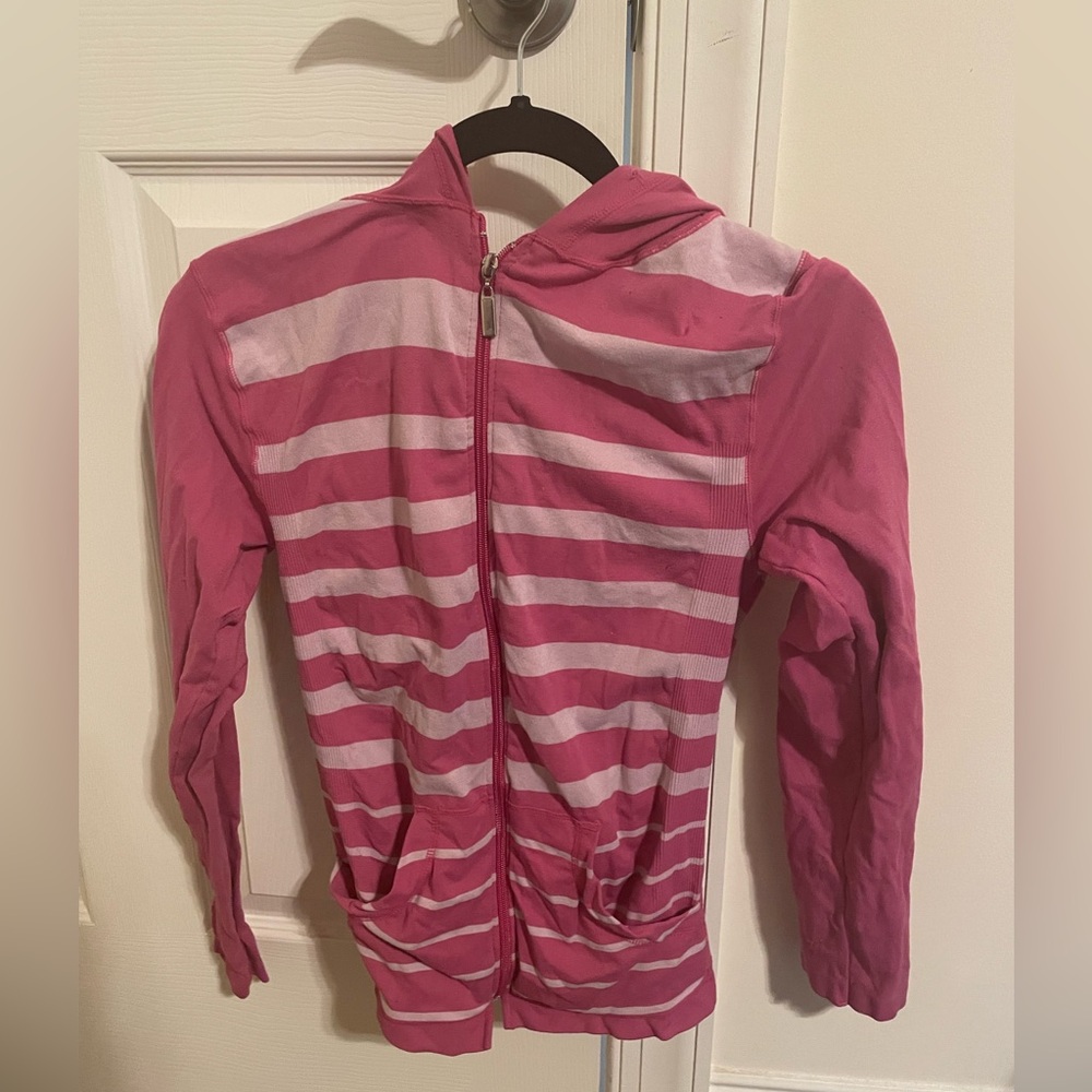 pink striped jacket
